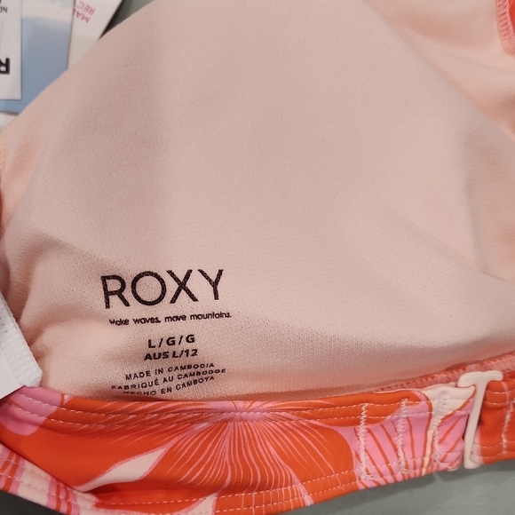 Roxy PT Beach Classics Fashion Tri Pink and Orange Tropical Bikini - Picture 6 of 6